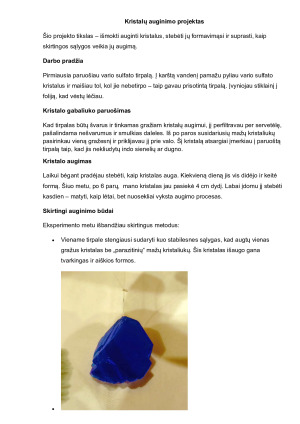 Kristalų auginimo projektas