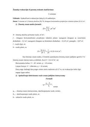 Žmonių evakuacijos iš pastatų trukmės skaičiavimas. Paveikslėlis 1