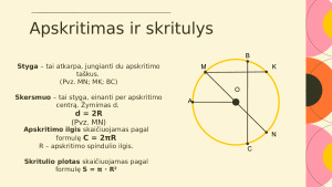 Apskritimo ilgis. Skritulio plotas. Paveikslėlis 3