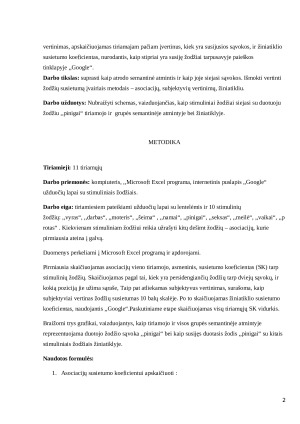Žodžių susietumas - asociacijos. Praktinis darbas. Paveikslėlis 2
