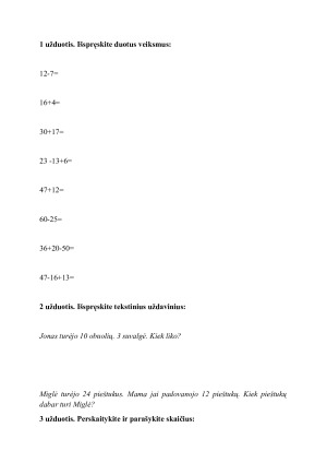 Papildomos užduotys 2 klasei