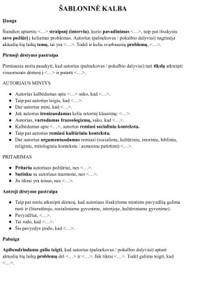 11 kl kalbėjimo šablonas