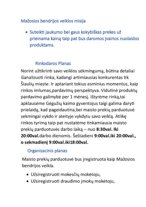 Maisto prekių parduotuvė. Verslo planas. Paveikslėlis 2