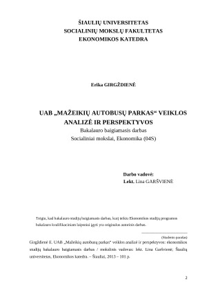 UAB „Mažeikių autobusų parkas“ veiklos analizė ir perspektyvos. Paveikslėlis 2