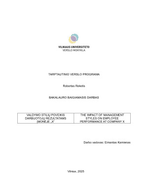 VALDYMO STILIŲ POVEIKIS DARBUOTOJŲ REZULTATAMS ĮMONĖJE „X”