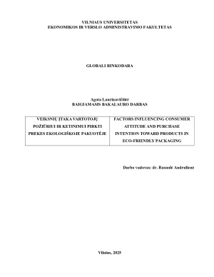 VEIKSNIŲ ĮTAKA VARTOTOJŲ POŽIŪRIUI IR KETINIMUI PIRKTI PREKES EKOLOGIŠKOJE PAKUOTĖJE