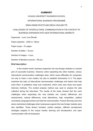 TARPKULTŪRINĖS KOMUNIKACIJOS IŠŠŪKIAI VERSLO PLĖTRAI NAUJOSE UŽSIENIO RINKOSE. Paveikslėlis 6