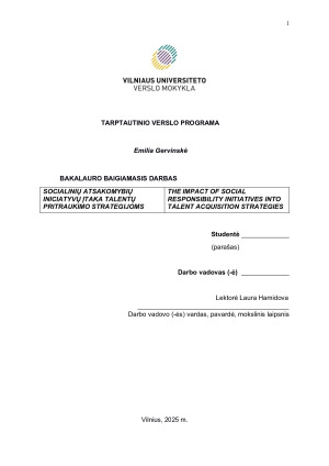 SOCIALINIŲ ATSAKOMYBIŲ INICIATYVŲ ĮTAKA TALENTŲ PRITRAUKIMO STRATEGIJOMS