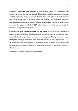 SOCIALINIŲ ATSAKOMYBIŲ INICIATYVŲ ĮTAKA TALENTŲ PRITRAUKIMO STRATEGIJOMS. Paveikslėlis 5