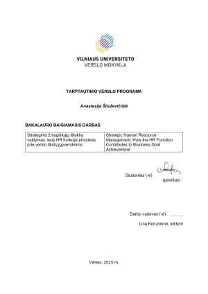 Strateginis žmogiškųjų išteklių valdymas kaip HR funkcija prisideda prie verslo tikslų įgyvendinimo