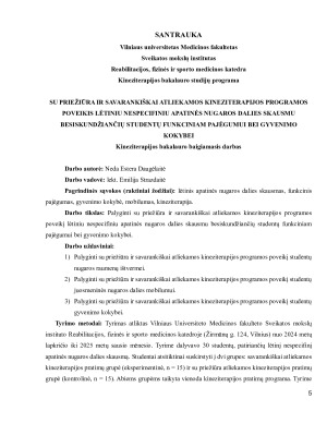 Su priežiūra ir savarankiškai atliekamos kineziterapijos programos poveikis lėtiniu nespecifiniu apatinės nugaros dalies skausmu besiskundžiančių studentų funkciniam pajėgumui bei gyvenimo kokybei. Paveikslėlis 5