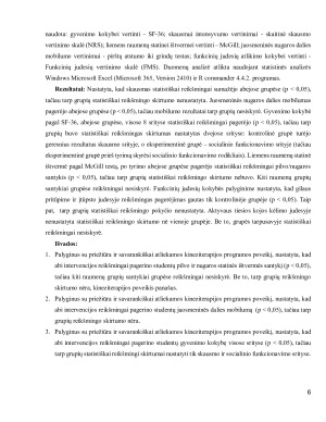 Su priežiūra ir savarankiškai atliekamos kineziterapijos programos poveikis lėtiniu nespecifiniu apatinės nugaros dalies skausmu besiskundžiančių studentų funkciniam pajėgumui bei gyvenimo kokybei. Paveikslėlis 6
