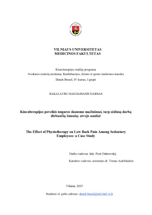 Kineziterapijos poveikis nugaros skausmo mažinimui, tarp sėdimą darbą dirbančių žmonių atvejo analizė