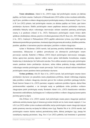SLAUGYTOJŲ PATIRIAMO PSICHOLOGINIO SMURTO ŪMIOS PSICHIATRIJOS SKYRIUOSE PASEKMĖS. Paveikslėlis 9