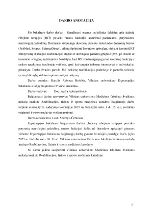 Judesių ribojimo terapijos poveikis patyrusių neurologinį pažeidimą rankos funkcijai - išplėstinė literatūros apžvalga. Paveikslėlis 2