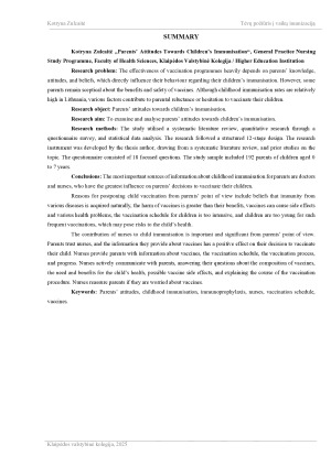 TĖVŲ POŽIŪRIS Į VAIKŲ IMUNIZACIJĄ. Paveikslėlis 3