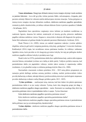 SKUBIOSIOS MEDICINOS PAGALBOS SLAUGOS SPECIALISTŲ PATIRIAMO STRESO IR PASITENKINIMO DARBU SĄSAJOS. Paveikslėlis 8