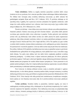 SOCIALINIŲ DARBUOTOJŲ MOTYVACIJOS VEIKSNIAI DIRBANT SU JAUNUOLIAIS TURINČIAIS NEGALIĄ. Paveikslėlis 7