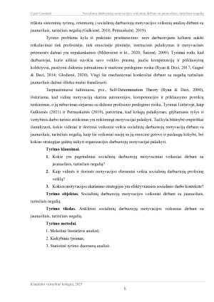 SOCIALINIŲ DARBUOTOJŲ MOTYVACIJOS VEIKSNIAI DIRBANT SU JAUNUOLIAIS TURINČIAIS NEGALIĄ. Paveikslėlis 8