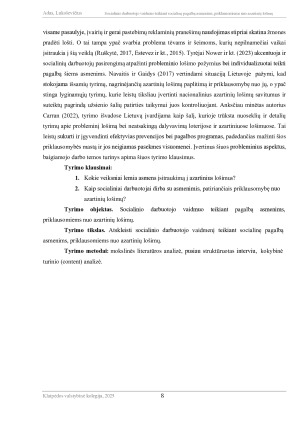 SOCIALINIO DARBUOTOJO VAIDMUO TEIKIANT SOCIALINĘ PAGALBĄ ASMENIMS, PRIKLAUSOMIEMS NUO AZARTINIŲ LOŠIMŲ. Paveikslėlis 8
