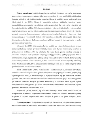 SOCIALINIO DARBUOTOJO VEIKLA FORMUOJANT VAIKŲ SOCIALINIUS ĮGŪDŽIUS DIENOS CENTRE. Paveikslėlis 8