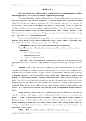 KRITINĖS REFLEKSIJOS REIKŠMĖ SOCIALINIO DARBUOTOJO PROFESINIAM AUGIMUI. Paveikslėlis 2