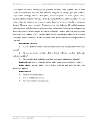 KRITINĖS REFLEKSIJOS REIKŠMĖ SOCIALINIO DARBUOTOJO PROFESINIAM AUGIMUI. Paveikslėlis 8