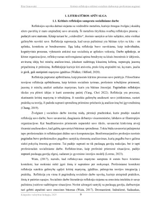 KRITINĖS REFLEKSIJOS REIKŠMĖ SOCIALINIO DARBUOTOJO PROFESINIAM AUGIMUI. Paveikslėlis 9