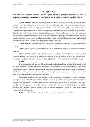 SOCIALINIO DARBUOTOJO VEIKLOS KRYPTYS DIRBANT SU PAAUGLIAIS, VARTOJANČIAIS NARKOTINES MEDŽIAGAS. Paveikslėlis 2