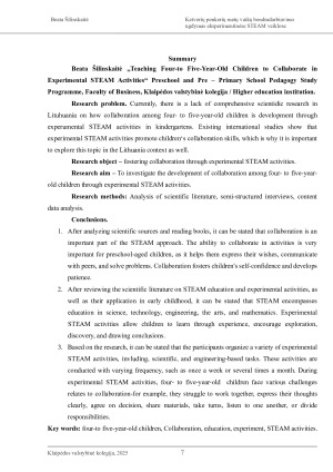 KETVERIŲ – PENKERIŲ METŲ VAIKŲ BENDRADARBIAVIMO UGDYMAS EKSPERIMENTINĖSE STEAM VEIKLOSE. Paveikslėlis 7