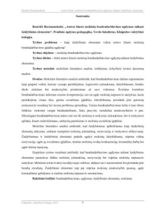 ANTROS KLASĖS MOKINIŲ BENDRADARBIAVIMO UGDYMAS TAIKANT ŽAIDYBINIUS ELEMENTUS. Paveikslėlis 5