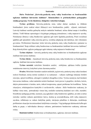 KETVERIŲ–PENKERIŲ METŲ VAIKŲ BENDRAVIMO SU BENDRAAMŽIAIS UGDYMAS ŽAIDŽIANT LAISVUOSIUS ŽAIDIMUS. Paveikslėlis 5