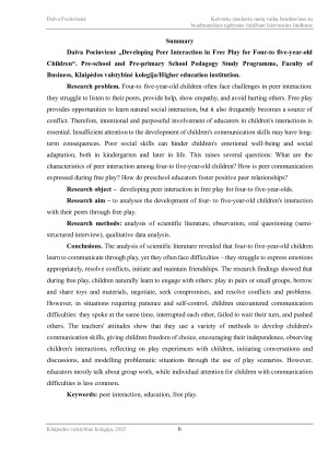 KETVERIŲ–PENKERIŲ METŲ VAIKŲ BENDRAVIMO SU BENDRAAMŽIAIS UGDYMAS ŽAIDŽIANT LAISVUOSIUS ŽAIDIMUS. Paveikslėlis 6