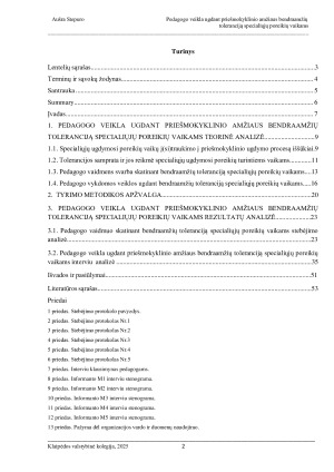 PEDAGOGO VEIKLA UGDANT PRIEŠMOKYKLINIO AMŽIAUS BENDRAAMŽIŲ TOLERANCIJĄ SPECIALIŲJŲ POREIKIŲ VAIKAMS. Paveikslėlis 2