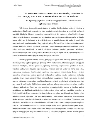 PEDAGOGO VEIKLA UGDANT PRIEŠMOKYKLINIO AMŽIAUS BENDRAAMŽIŲ TOLERANCIJĄ SPECIALIŲJŲ POREIKIŲ VAIKAMS. Paveikslėlis 9