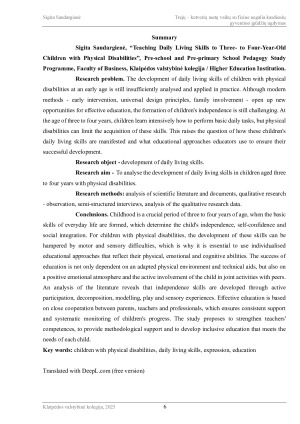 TREJŲ - KETVERIŲ METŲ VAIKŲ SU FIZINE NEGALIA KASDIENIŲ GYVENIMO ĮGŪDŽIŲ UGDYMAS. Paveikslėlis 6