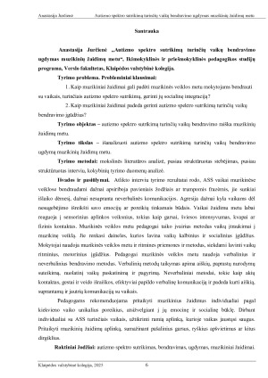 AUTIZMO SPEKTRO SUTRIKIMĄ TURINČIŲ VAIKŲ BENDRAVIMO UGDYMAS MUZIKINIŲ ŽAIDIMŲ METU. Paveikslėlis 6