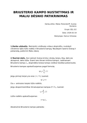 BRIUSTERIO KAMPO NUSTATYMAS