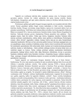 Ar svarbu išsaugoti savo tapatybę?