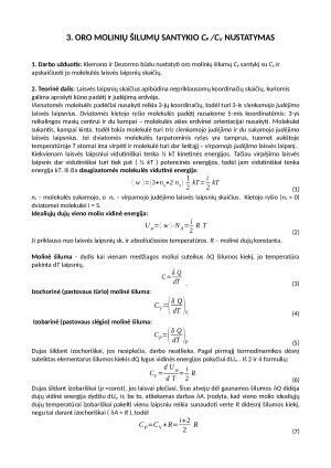 Oro molinių šilumų santykio nustatymas
