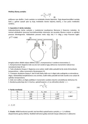 Oro molinių šilumų santykio nustatymas. Paveikslėlis 2