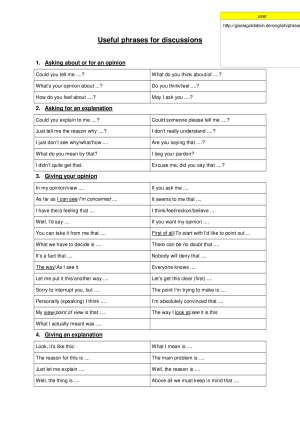 Useful phrases for discussions