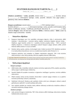 STATYBOS RANGOS SUTARTIES ŠABLONAS. Paveikslėlis 2