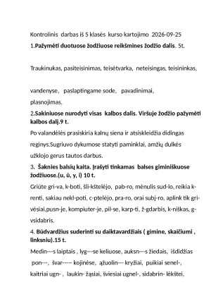 Savarankiškas darbas 5 klasei