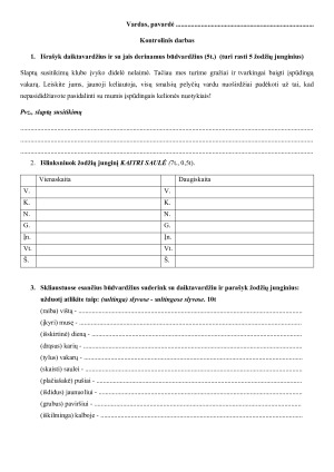 Kontrolinis darbas 5kl kartojimas