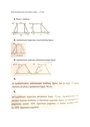 Trapecijos. Užduotys