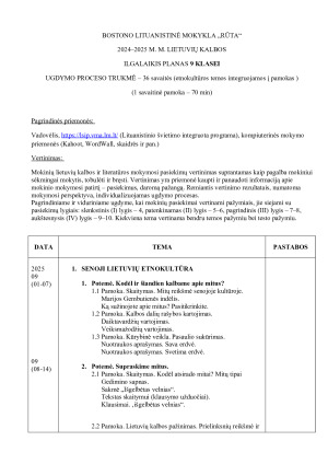 9 kl. ILGALAIKIS PLANAS